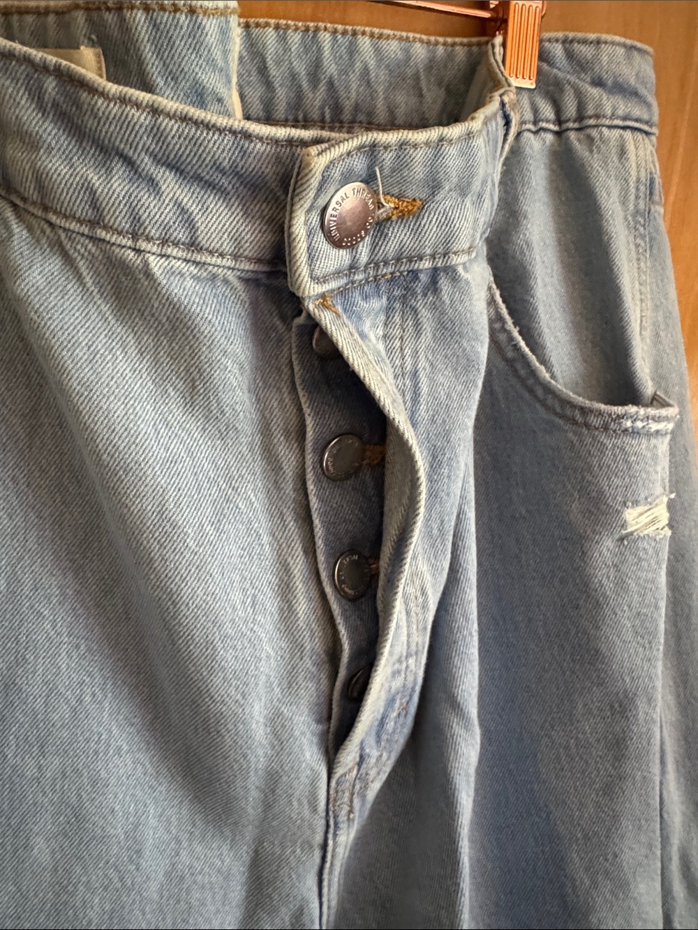 Universal Thread Light Wash Wide Leg Jeans with Frayed Hem - Picture 4 of 5